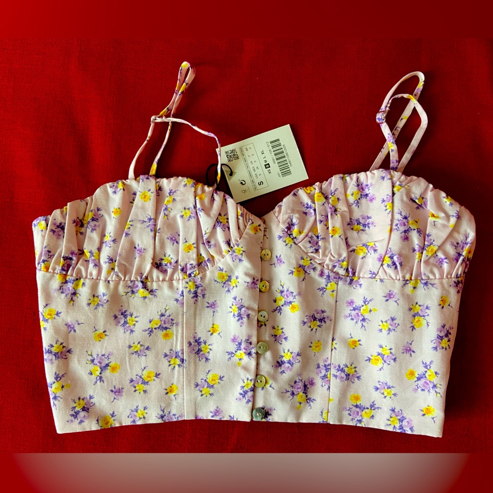 💗NWT - Zara - Linen Blend Bustier Crop